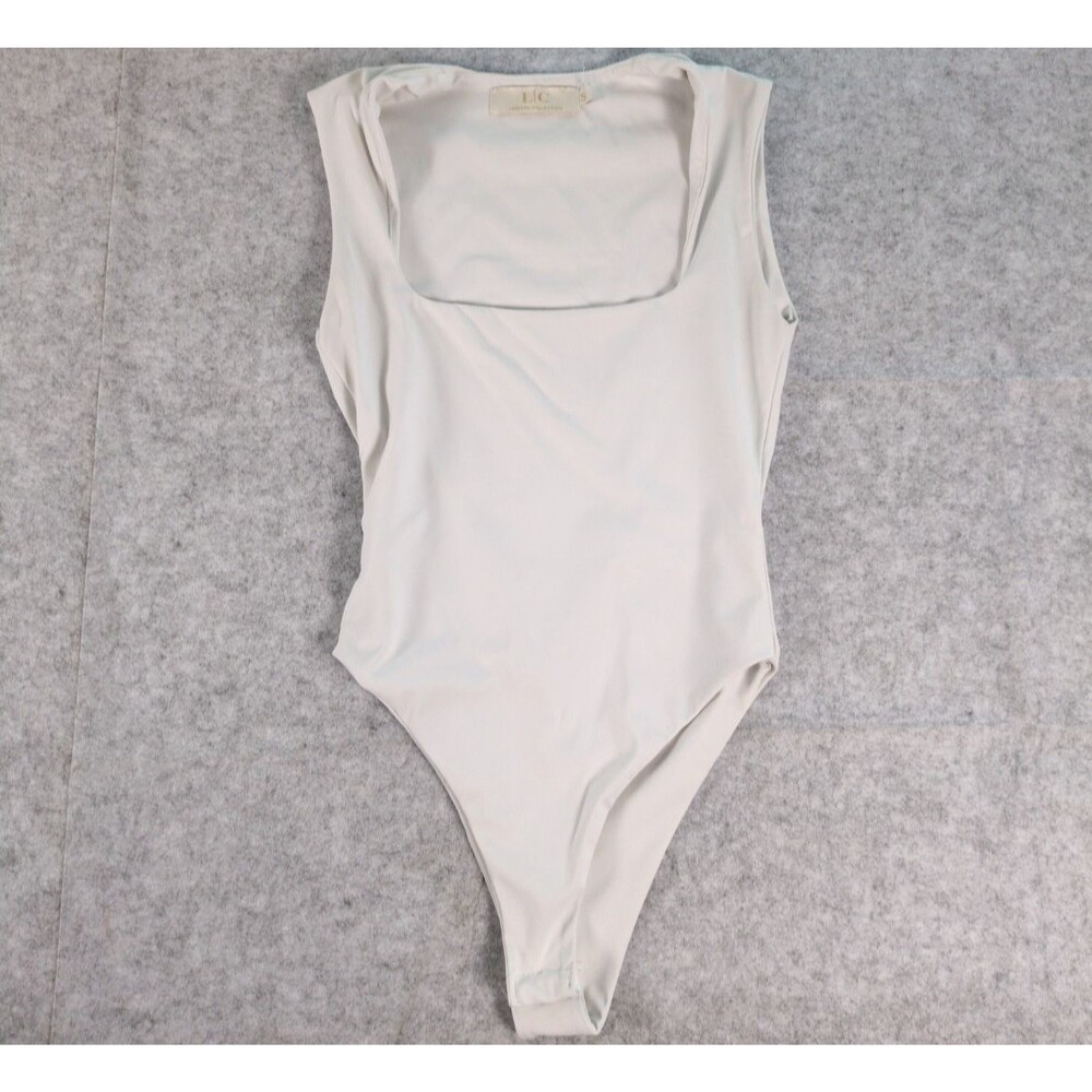LC Lizette Collection Ivory White Body Suit Womens Small Snap Bottom Closure